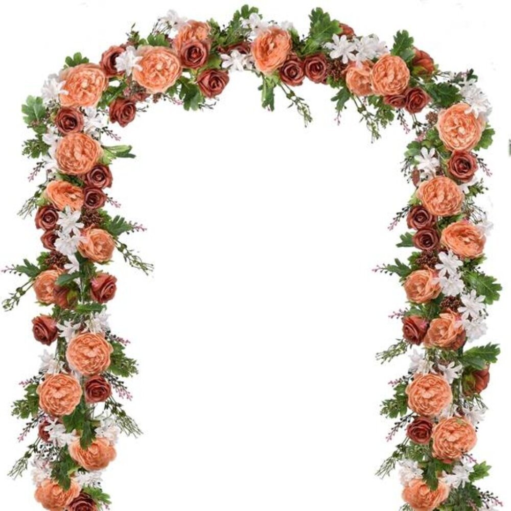 Silk Peony Garland 6ft Blue White Flower Vine 2 Pack